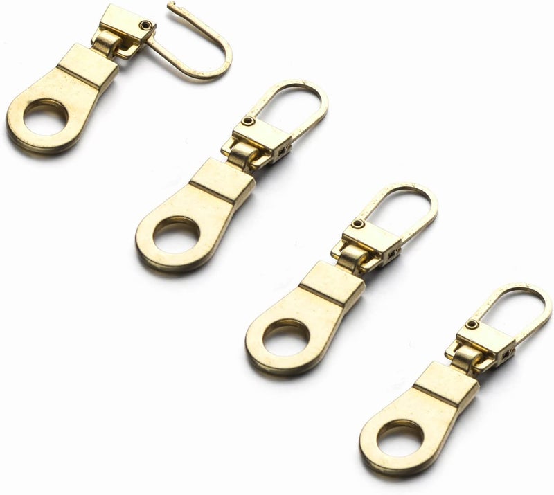 Mizeer Zipper Pull Replacement for Small Holes Zipper, Detachable Zipper Tab Repair for Clothing Jackets Boots Purse 4 Pieces Gold - Image 1